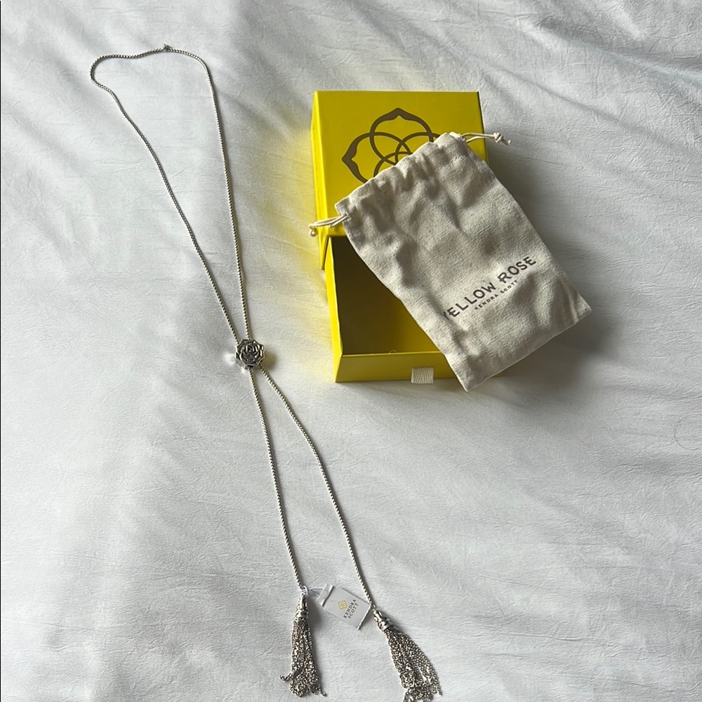 Kendra Scott Ansel Rose Bolo Necklace – Vintage Silver – NWT Western-Inspired